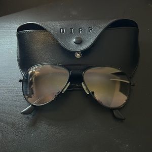 diff all black aviator sunglasses